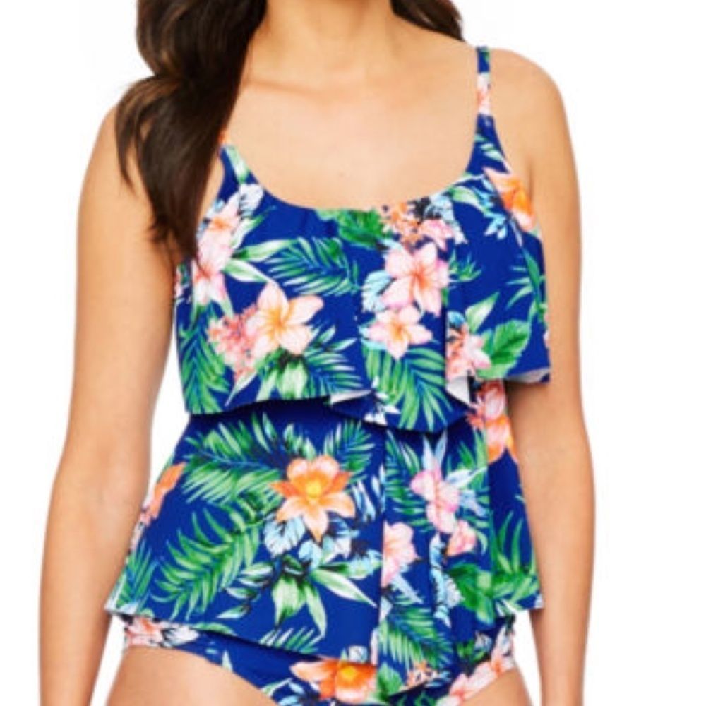 NWT LIZ CLAIBORNE Indigo Tankini Swimsuit Top 8